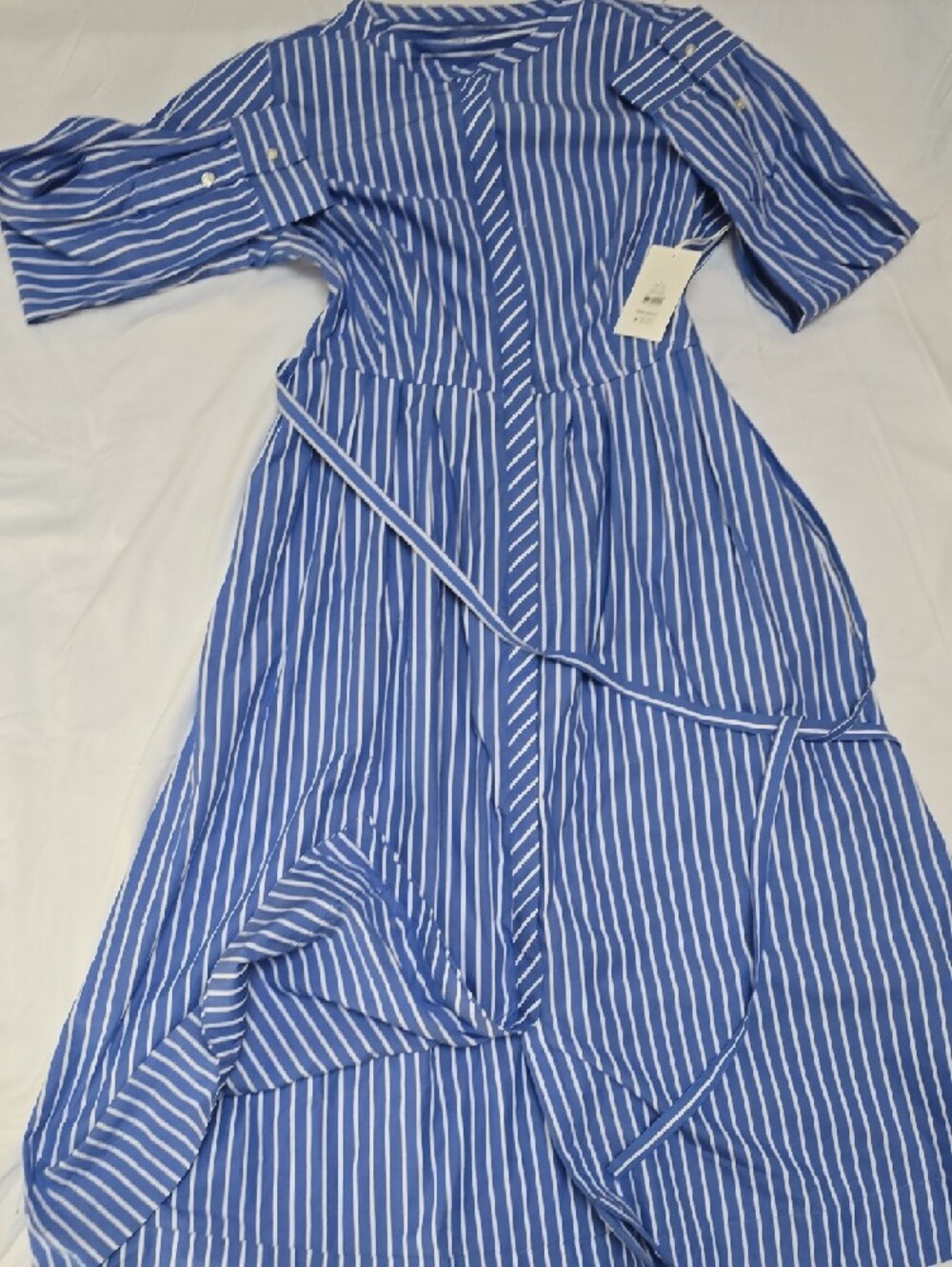 The Drop Blue and White Striped Midi Shirt Dress - Picture 9 of 12